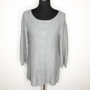 Soft Surroundings gray mixed knit diamond pattern sweater size XS NWT